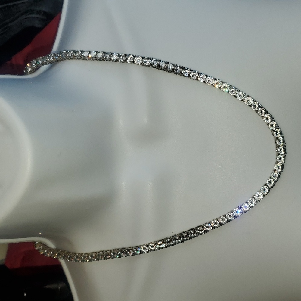 🌟Stunning 50.96 Carat CZ Tennis Necklace Silver Plated